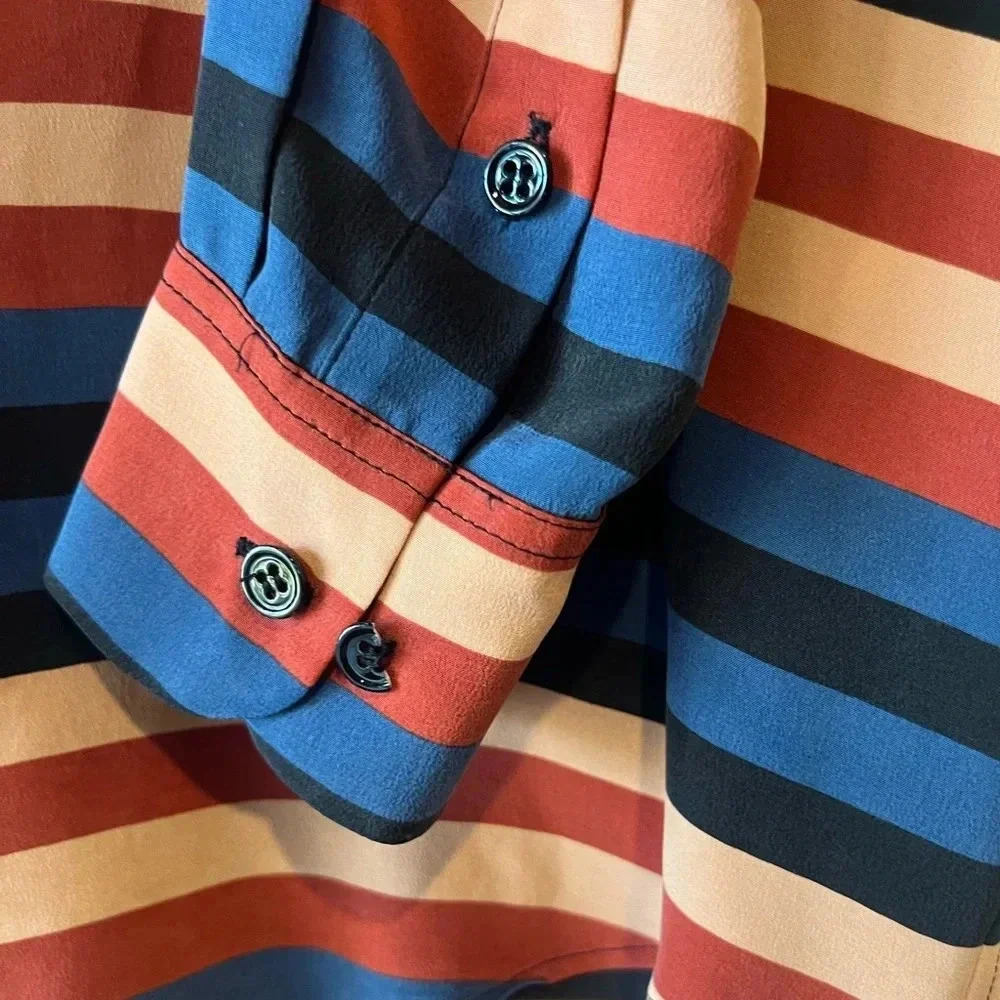 EQUIPMENT FEMME EUC Daddy O Striped Tunic Button Down Up Shirt Blouse Top - Picture 5 of 7